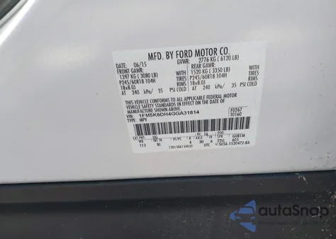 2016 Ford Explorer Xlt z USA, uszkodzony, nr VIN 1FM5K8DH4GGA31814